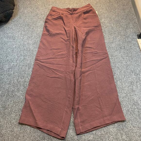 a new day Pants - A New Day Linen Blend Wide Leg Culottes Pants Small Wide Leg Flowy Brown NWT